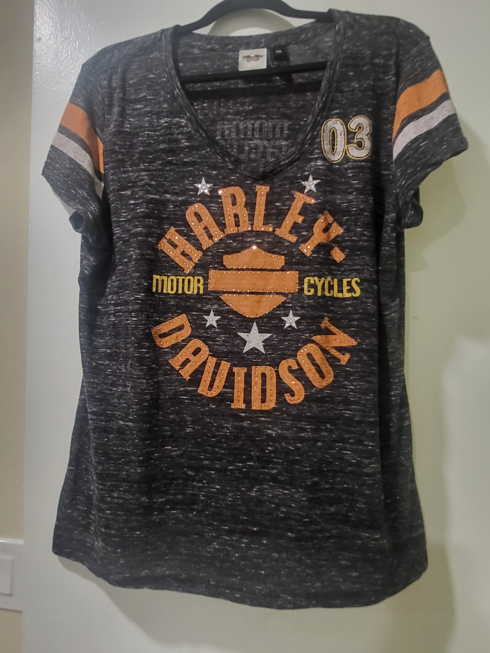 Harley-Davidson Women's Graphic Tee - Charcoal with Orange Accents